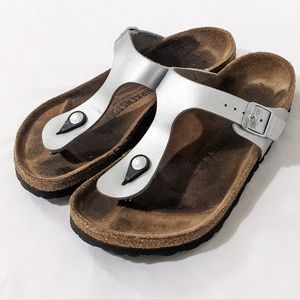 Birkenstock Gizeh Gizah Silver Birko-Flor 38 Regular/Wide